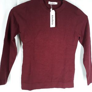 Abollria Women Long Sleeve Maroon Knit Sweater NWT